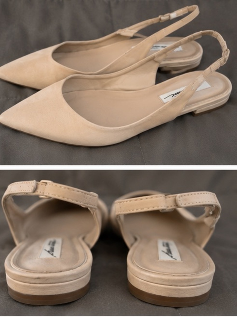 Brian Atwood Pointed-Toe Nude Suede Flats